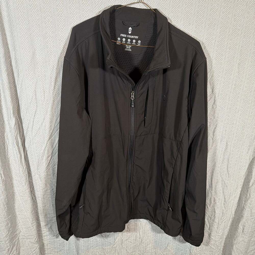 Free Country Men's 3-Layer 4-Way Stretch Softshell Water Resistant Jacket Black